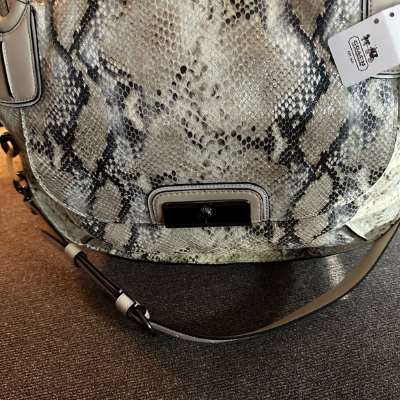 COACH ❤️ Kristin Embossed Python Leather Round Satchel Sage Shoulder Bag~NWT - Picture 4 of 11